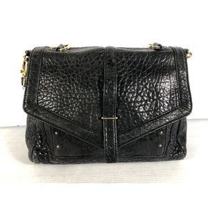 Tory Burch Womens Crossbody Black Leather Pockets Adjustable Buckle Strap